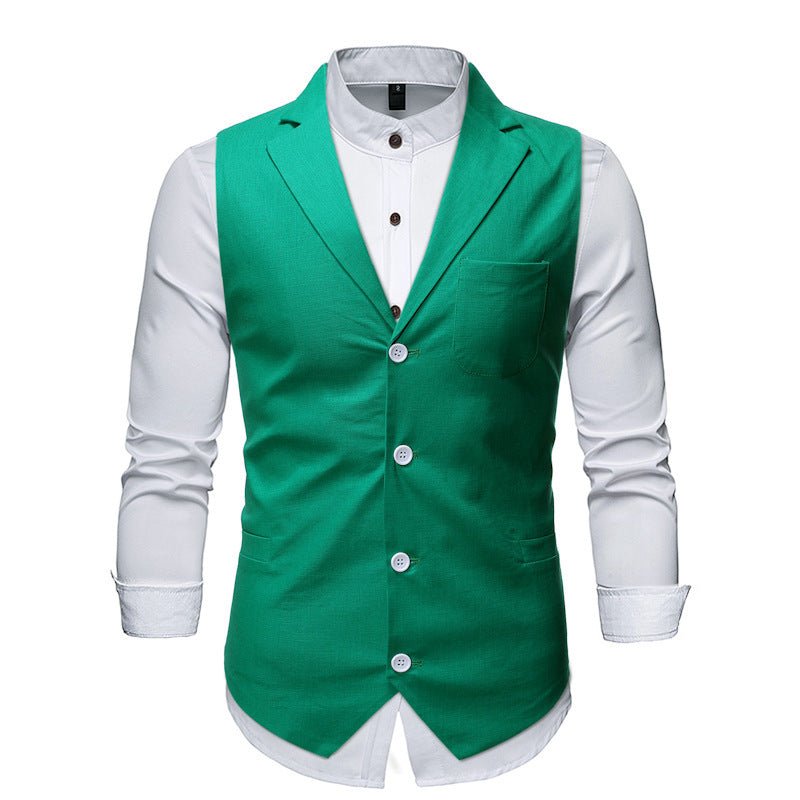 Gilet slim à simple boutonnage et col de costume de couleur unie Homme - RAPHYA