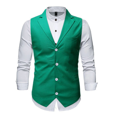 Gilet slim à simple boutonnage et col de costume de couleur unie Homme - RAPHYA