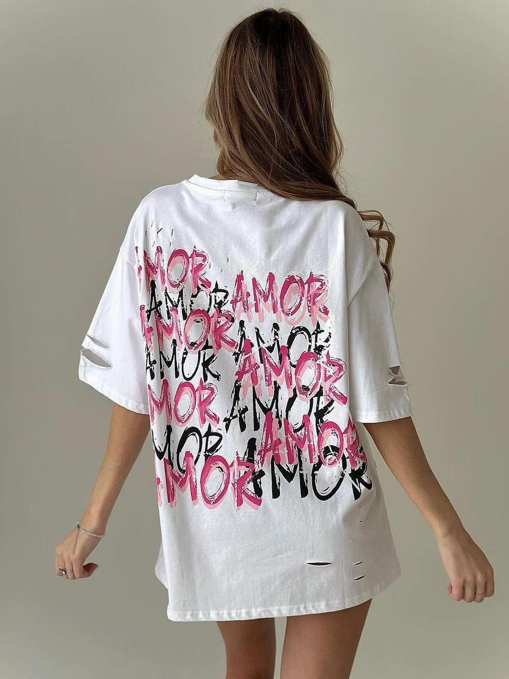 Haut t-shirt à manches courtes avec imprimé lettre Femme - RAPHYA