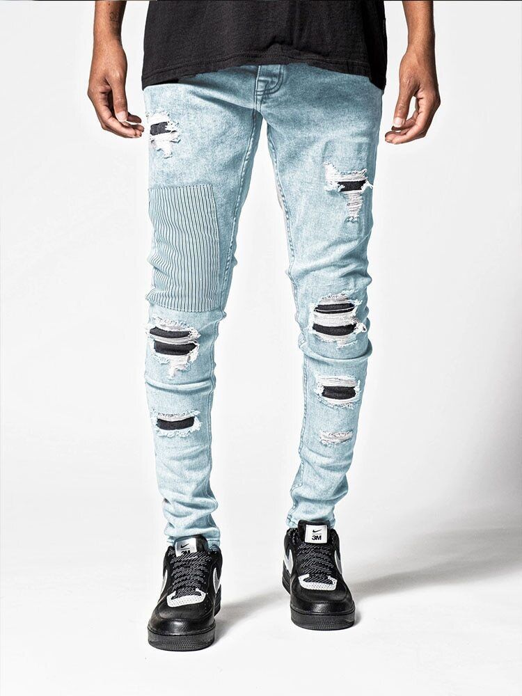 High Street Fashion Jean skinny effiloché extensible de haute qualité Homme - RAPHYA