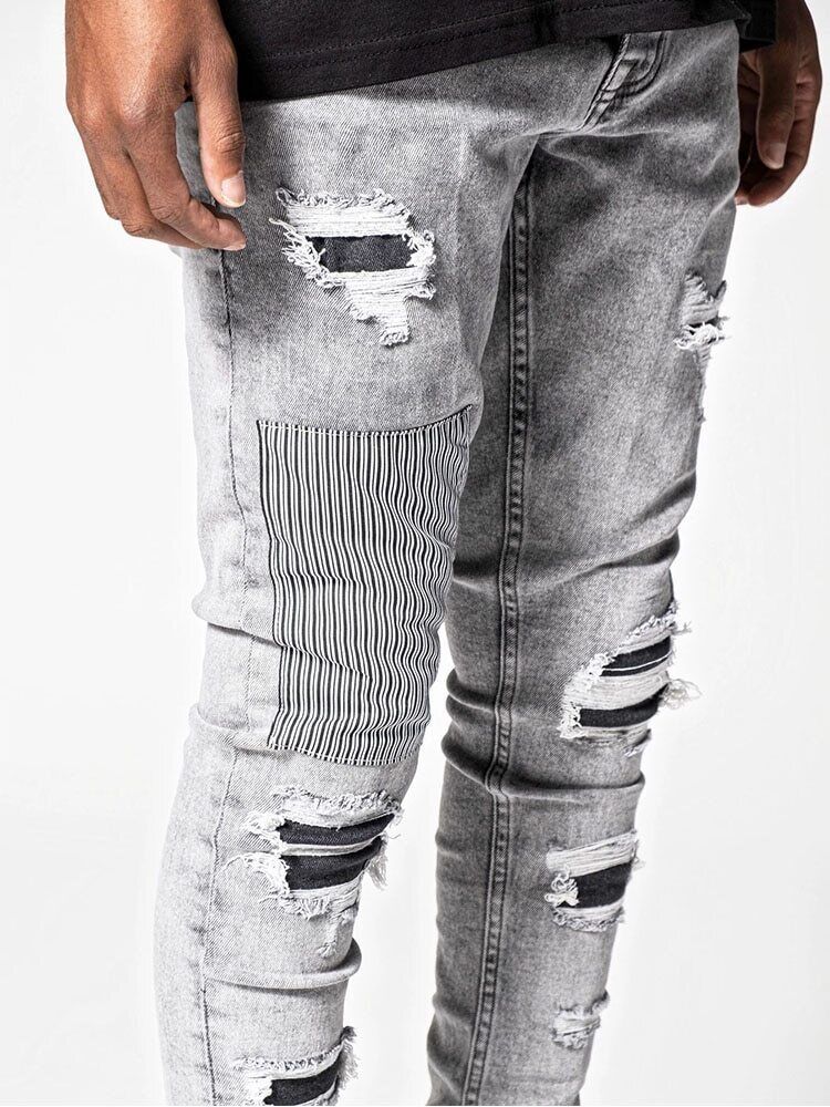 High Street Fashion Jean skinny effiloché extensible de haute qualité Homme - RAPHYA