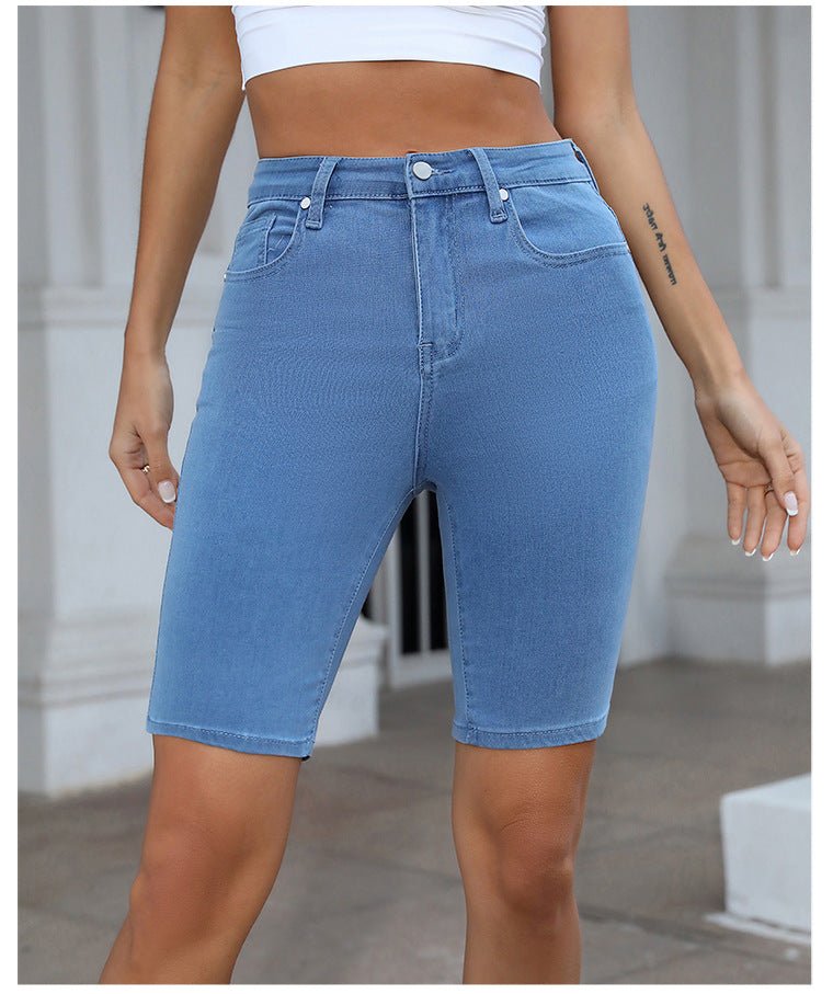 Jean femme mi-long en denim clair élastique Femme - RAPHYA