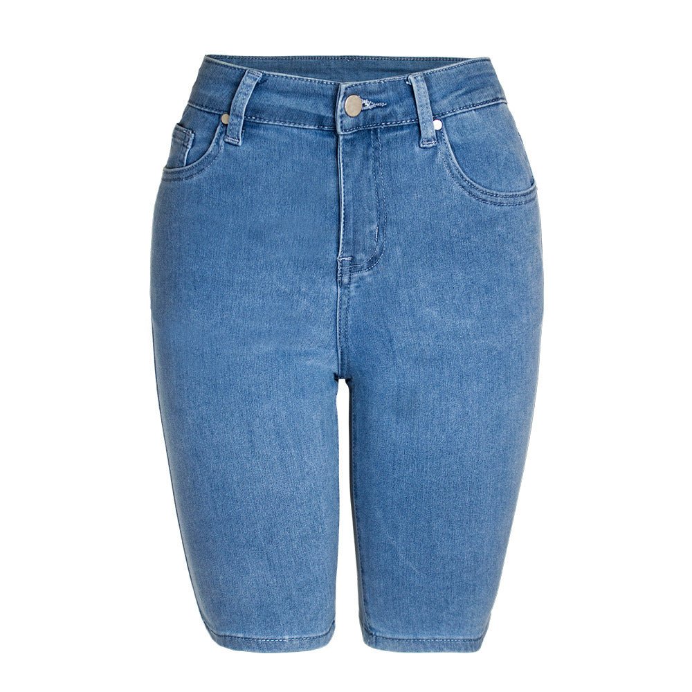 Jean femme mi-long en denim clair élastique Femme - RAPHYA