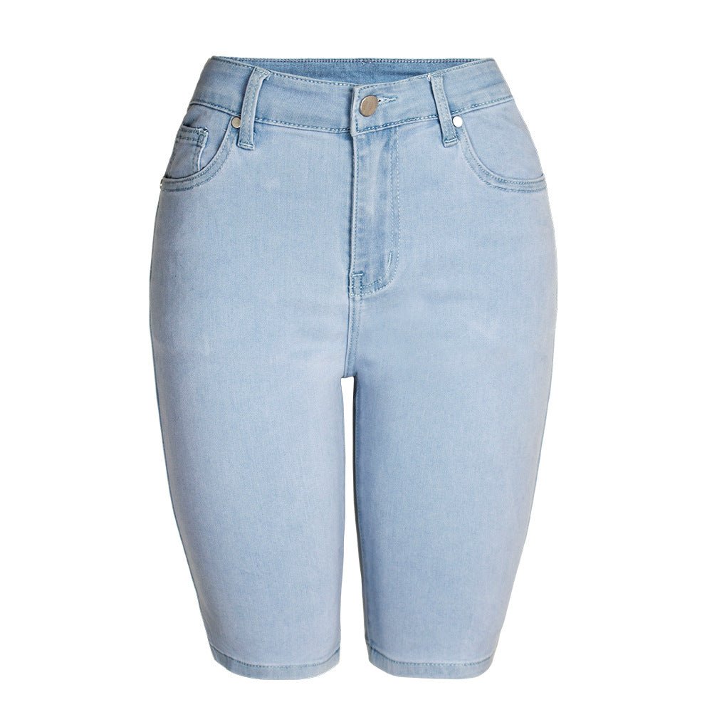 Jean femme mi-long en denim clair élastique Femme - RAPHYA