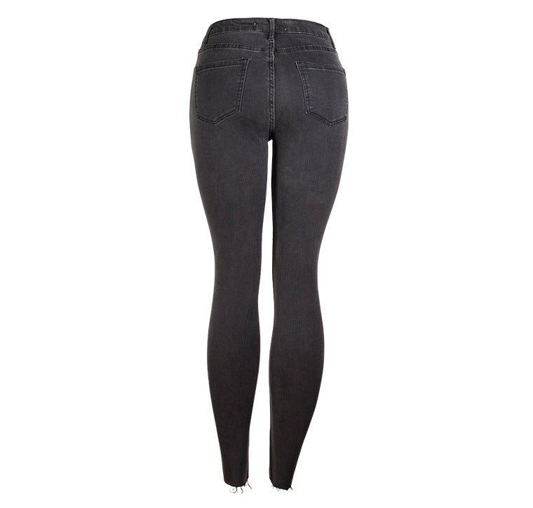 Jean skinny simple gris anthracite, pantalon crayon amincissant Femme - RAPHYA