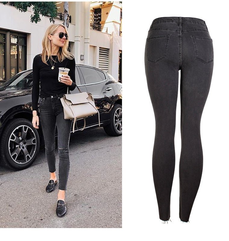 Jean skinny simple gris anthracite, pantalon crayon amincissant Femme - RAPHYA