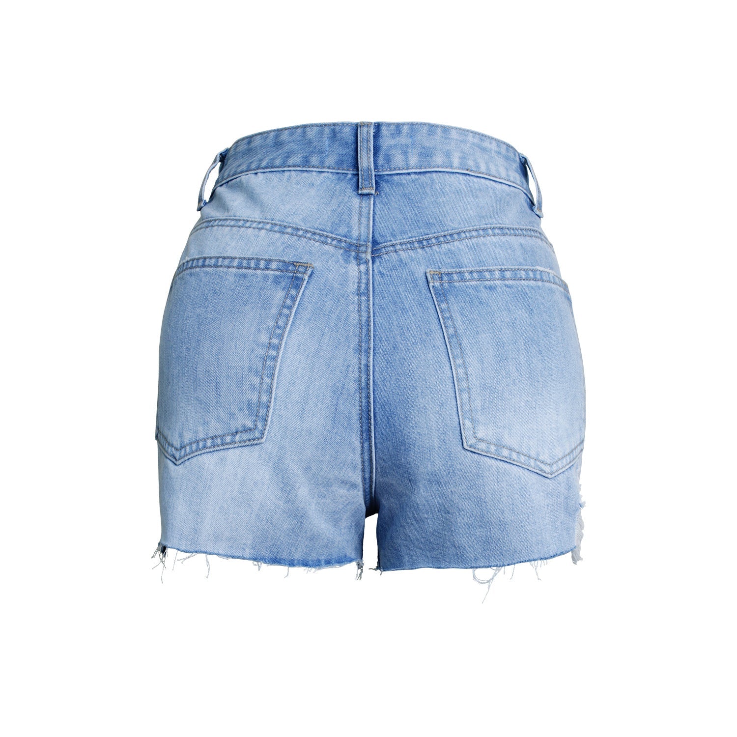 Jean taille haute, short en jean avec perles et strass Femme - RAPHYA