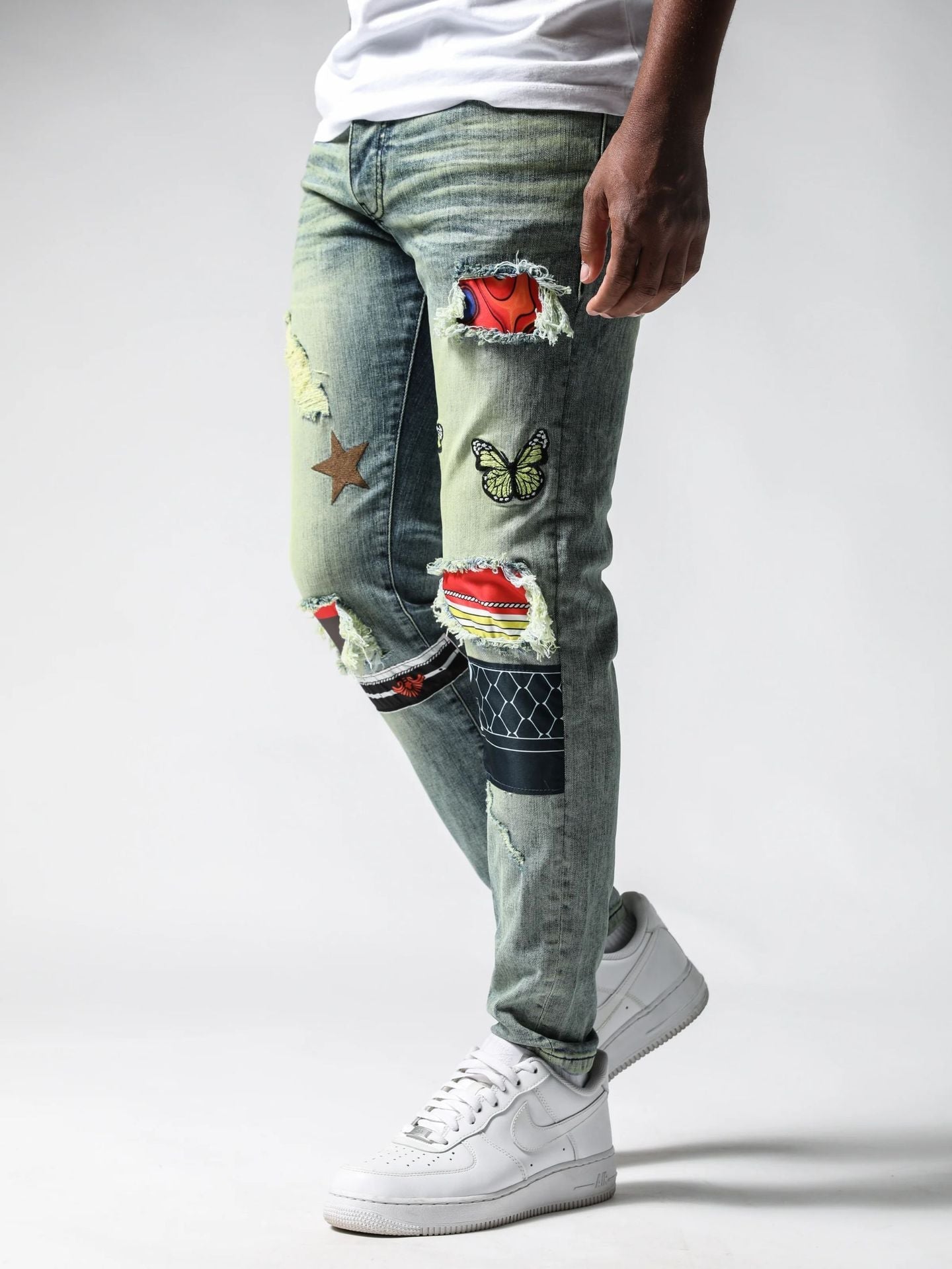 Jeans a motif personnalise imprime patch decontracte de haute qualite RAPHYA