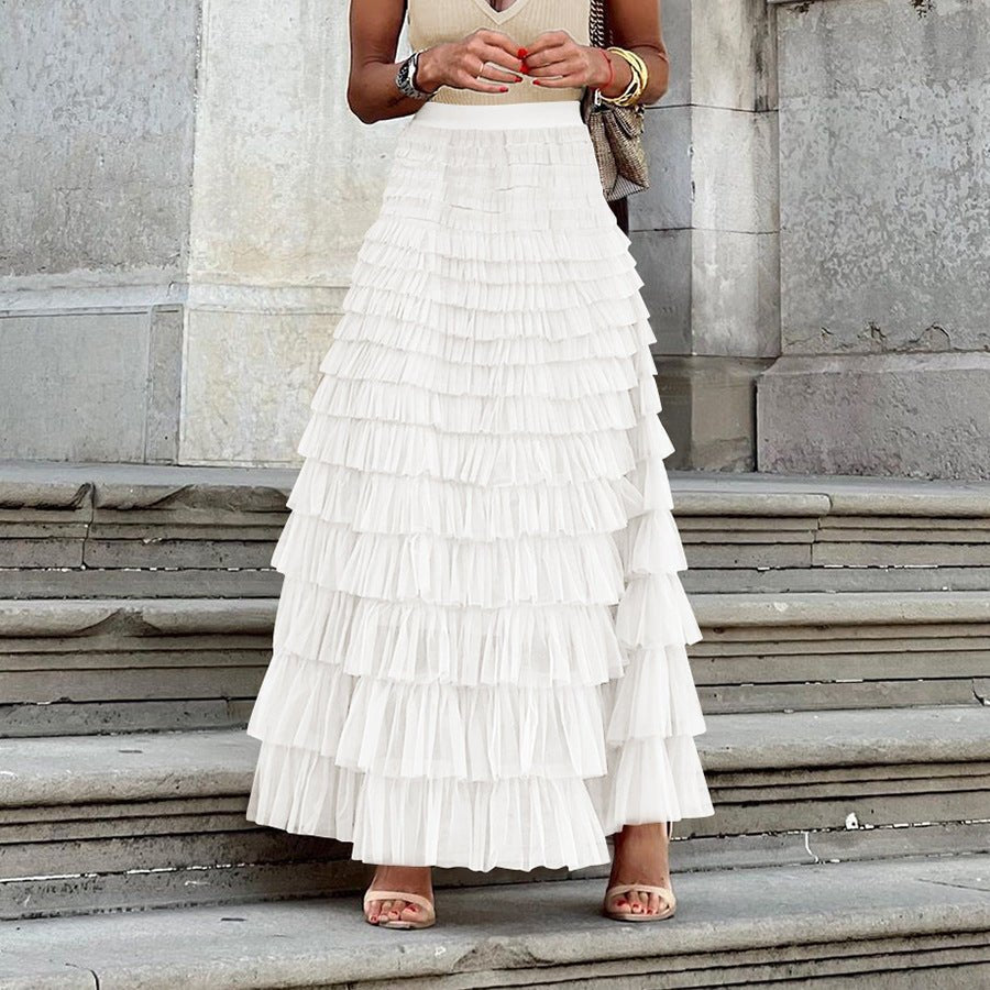 Jupe gâteau en maille taille haute, jupe bouffante Femme - RAPHYA