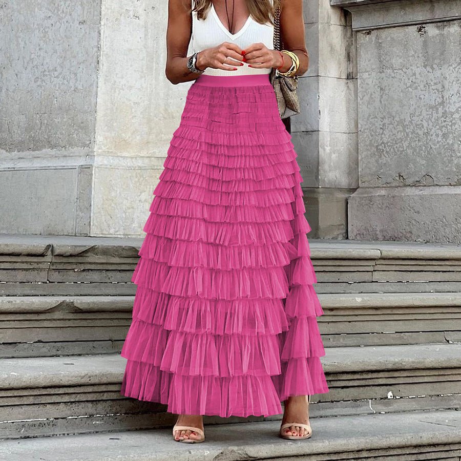 Jupe gâteau en maille taille haute, jupe bouffante Femme - RAPHYA