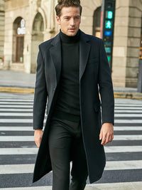 Manteau en laine mi - long ajusté de haute qualité, veste coupe - vent à simple boutonnage, automne et hiver Homme - RAPHYA