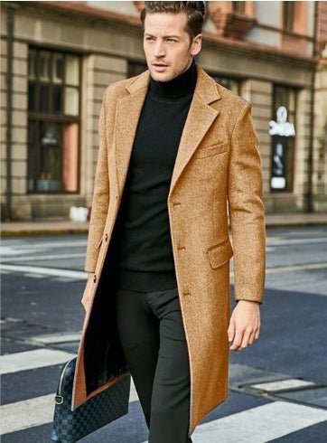 Manteau en laine mi - long ajusté de haute qualité, veste coupe - vent à simple boutonnage, automne et hiver Homme - RAPHYA