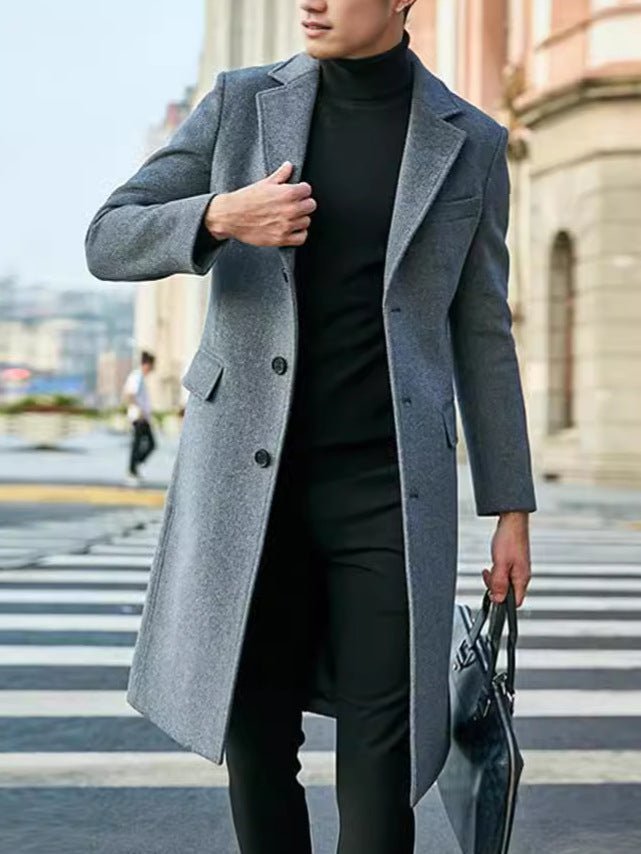 Manteau en laine mi - long ajusté de haute qualité, veste coupe - vent à simple boutonnage, automne et hiver Homme - RAPHYA