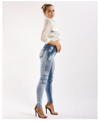 Pantalon crayon en denim stretch amincissant coupe slim Femme - RAPHYA