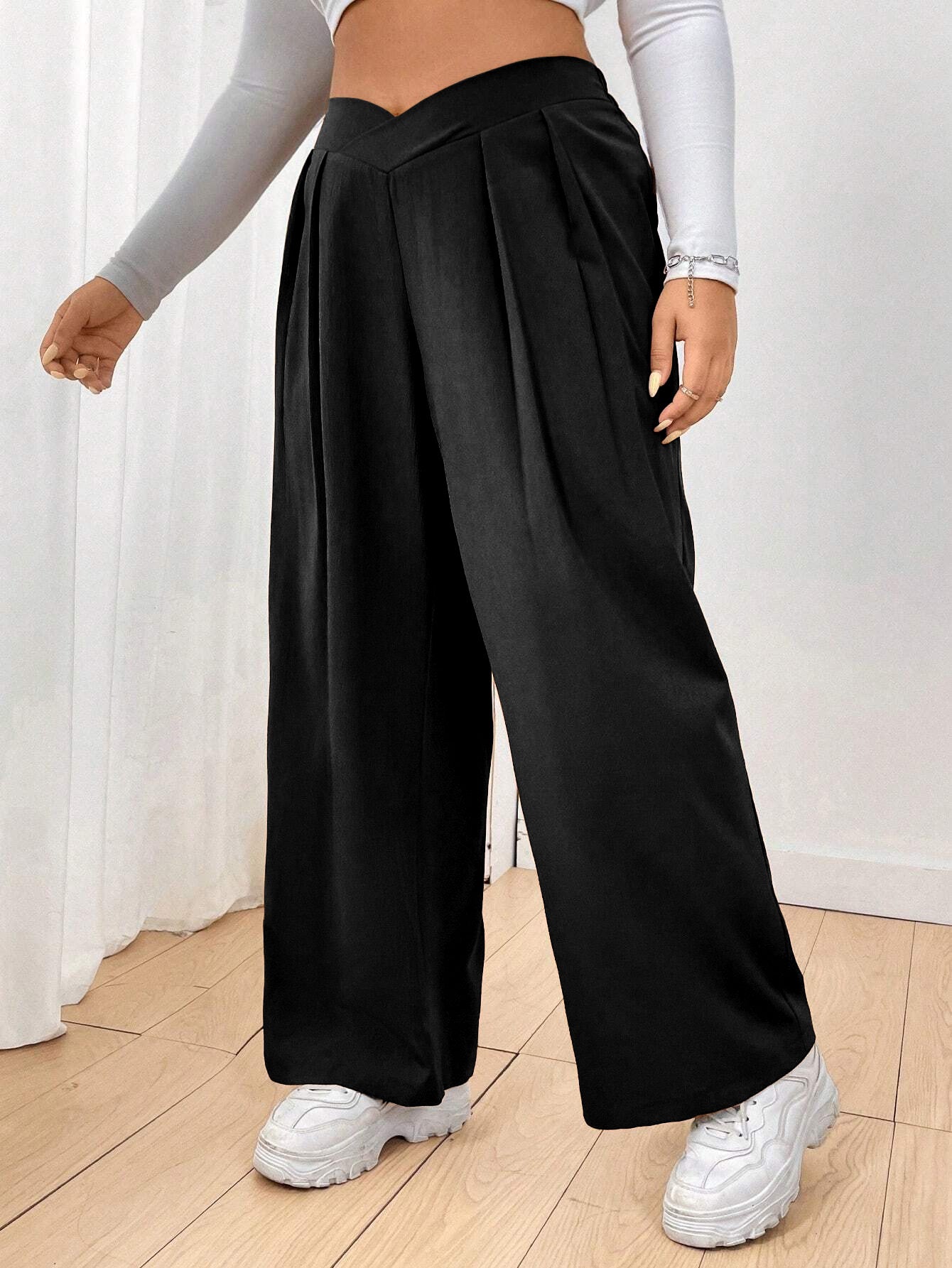 Pantalon décontracté ample de couleur unie à jambes larges18 Femme - RAPHYA