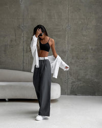 Pantalon décontracté slim de couleur unie, design de niche, costume de nettoyage du sol Femme - RAPHYA