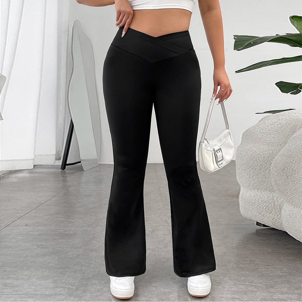 Pantalon décontracté taille haute, amincissant, légèrement évasé, avec pantalon large drapé Femme - RAPHYA