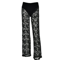 Pantalon droit long patchwork taille haute transparent en dentelle polyvalente Femme - RAPHYA