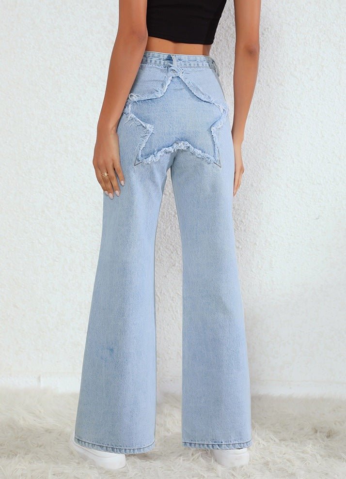 Pantalon en jean clair coupe large et slim Femme - RAPHYA