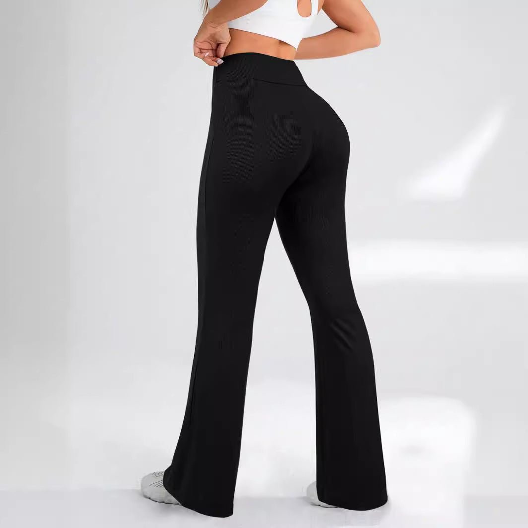 Pantalon évasé coupe slim à taille côtelée, décontracté et à la mode Femme - RAPHYA