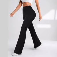 Pantalon évasé coupe slim à taille côtelée, décontracté et à la mode Femme - RAPHYA