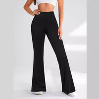 Pantalon évasé coupe slim à taille côtelée, décontracté et à la mode Femme - RAPHYA