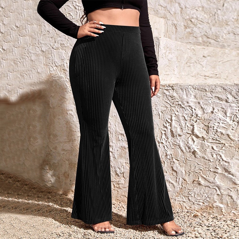 Pantalon évasé élastique à taille élastique à la mode, pantalon décontracté élégant Femme - RAPHYA