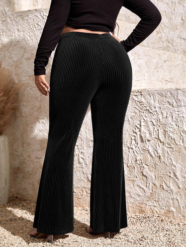 Pantalon évasé élastique à taille élastique à la mode, pantalon décontracté élégant Femme - RAPHYA