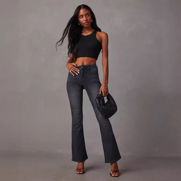 Pantalon évasé en jean tendance Femme - RAPHYA