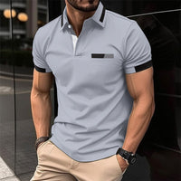 POLO décontracté avec fausse poche poitrine, bouton de revers, haut T-shirt business Homme - RAPHYA