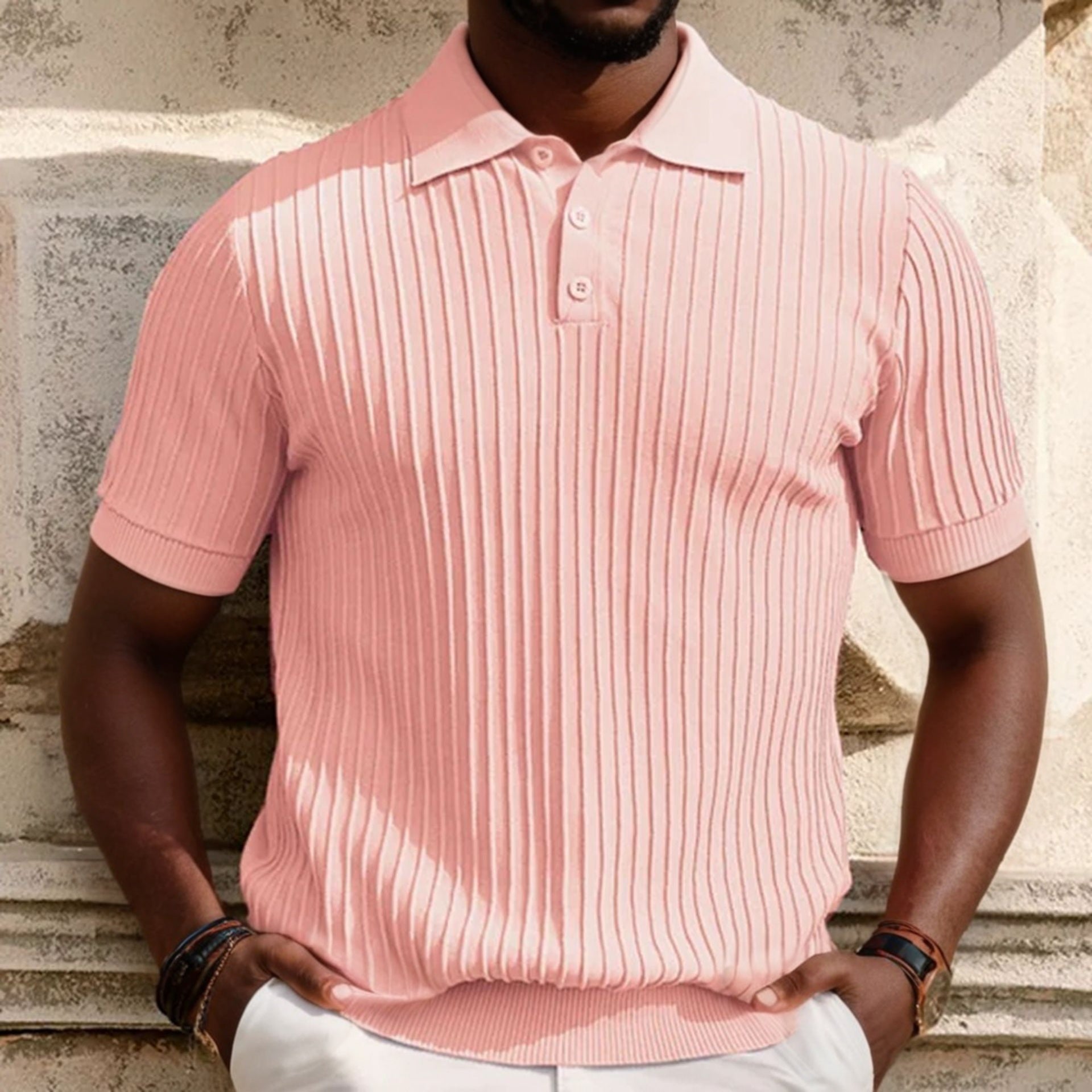 Polo décontracté tricoté de couleur bonbon d'été Homme - RAPHYA