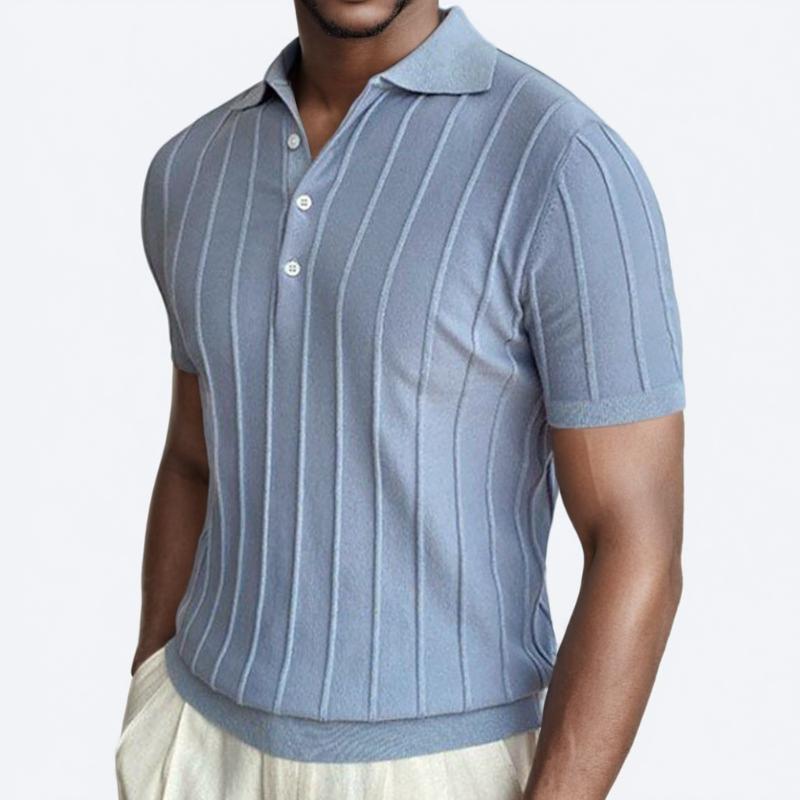 POLO tricoté à manches courtes et revers de couleur unie Homme - RAPHYA