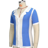 POLO tricoté de couleur contrastée, patchwork de tempérament d'été Homme - RAPHYA