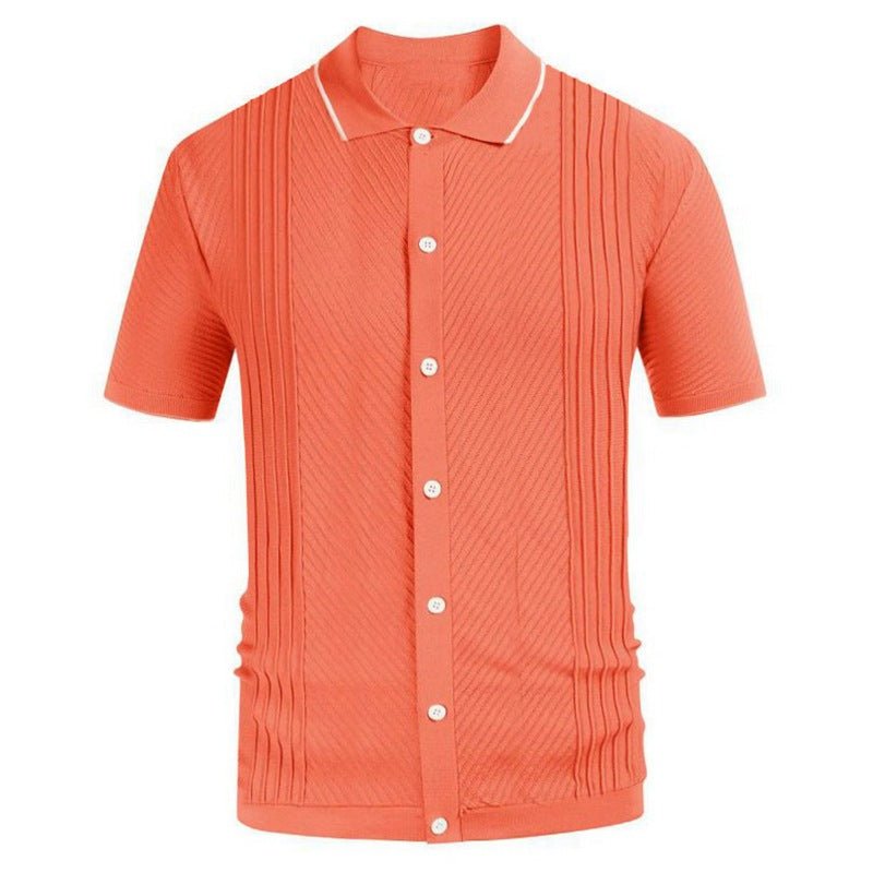 POLO tricoté décontracté à manches courtes, couleur unie, printemps et été Homme - RAPHYA