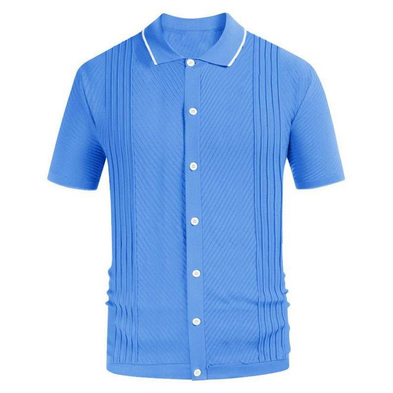 POLO tricoté décontracté à manches courtes, couleur unie, printemps et été Homme - RAPHYA