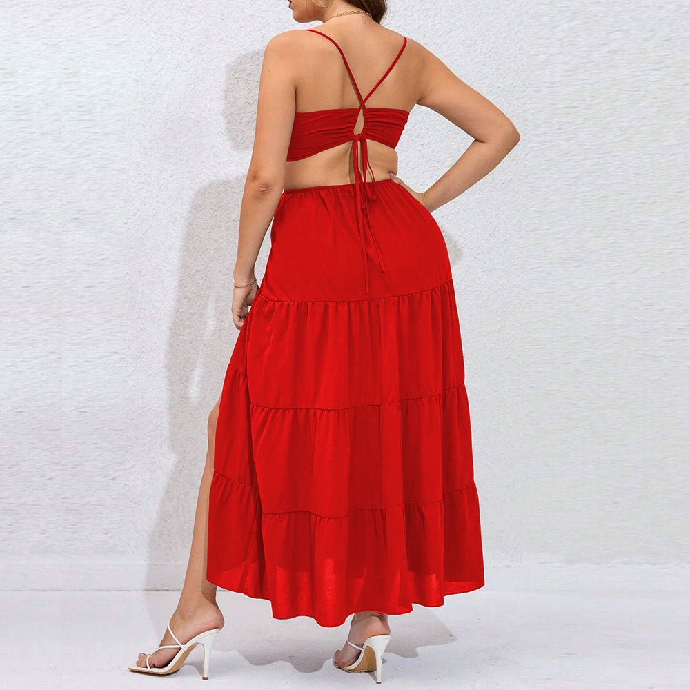 Robe de gâteau sexy, dos nu, taille haute, robe de plage, jupe longue Femme - RAPHYA