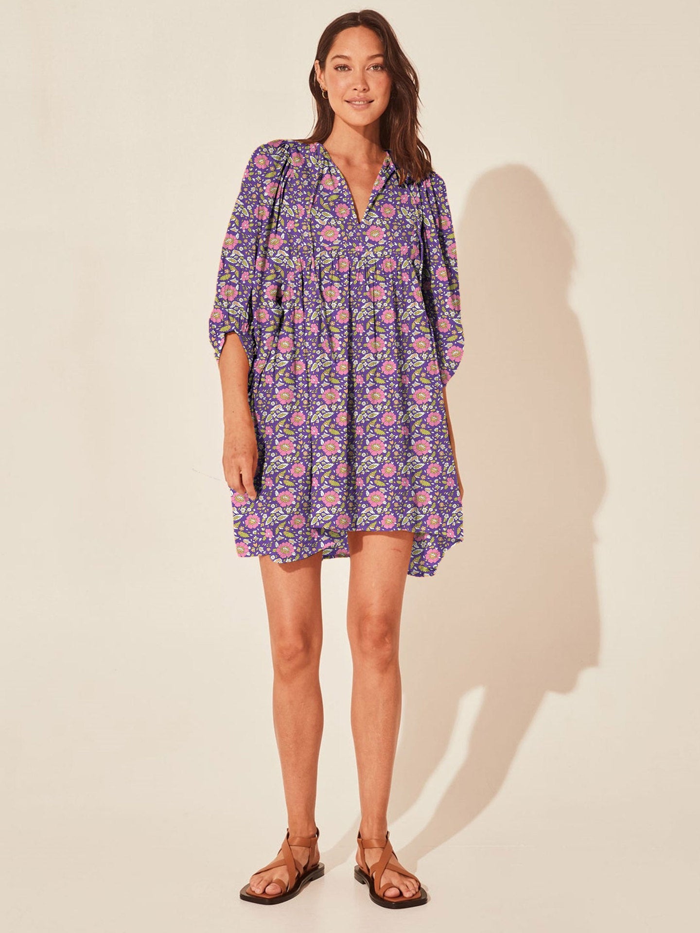 Robe décontractée ample avec lien floral Femme - RAPHYA