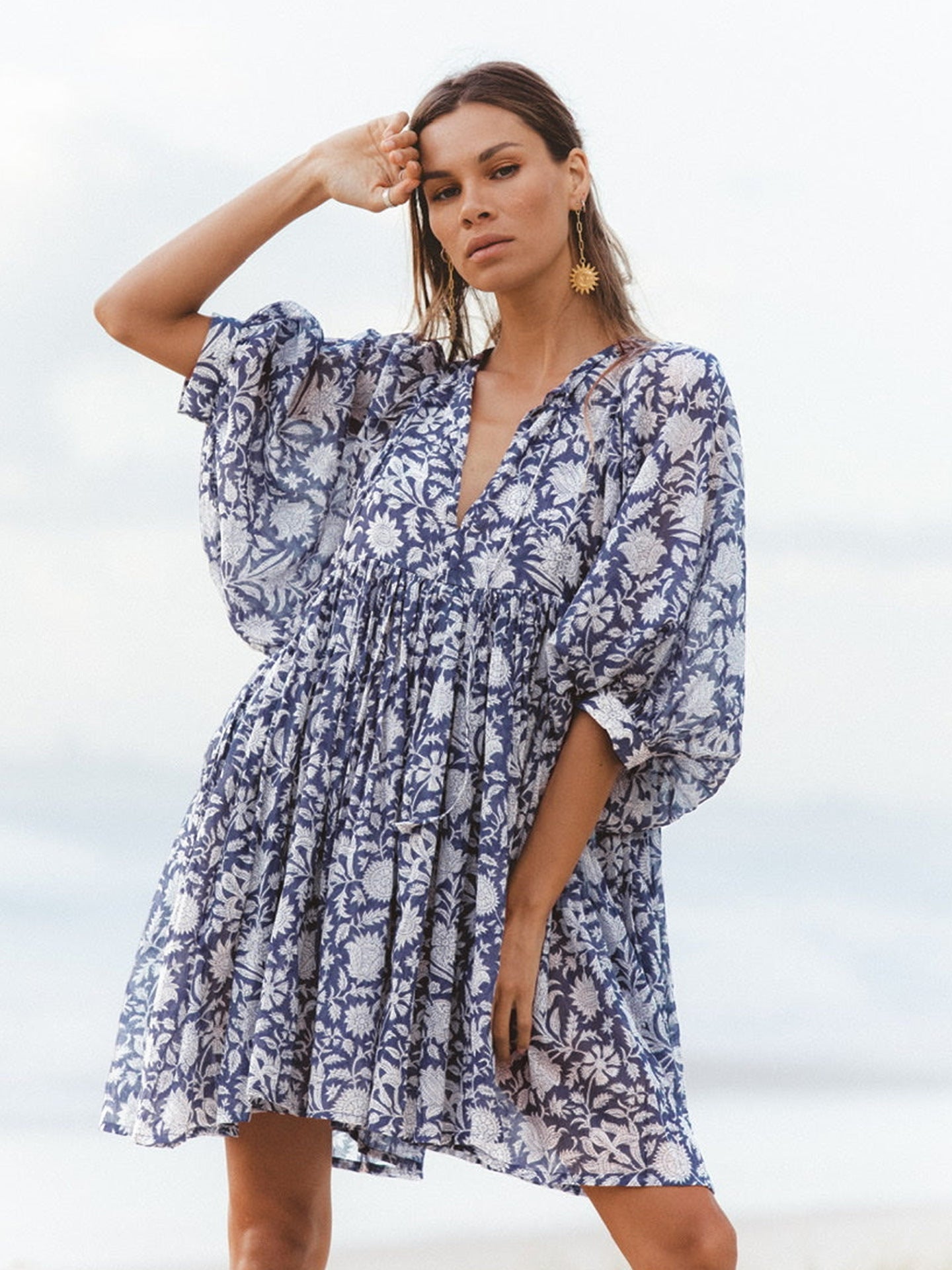 Robe décontractée ample avec lien floral Femme - RAPHYA