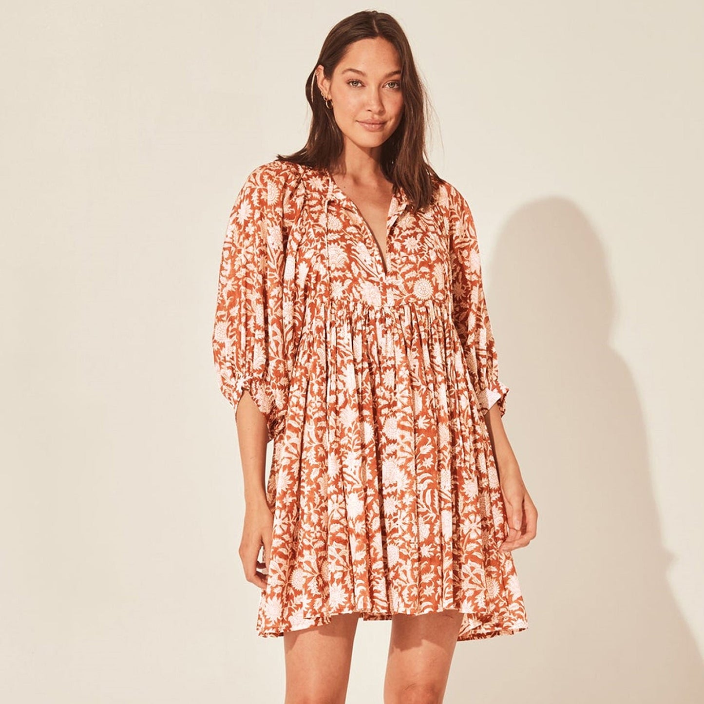 Robe décontractée ample avec lien floral Femme - RAPHYA