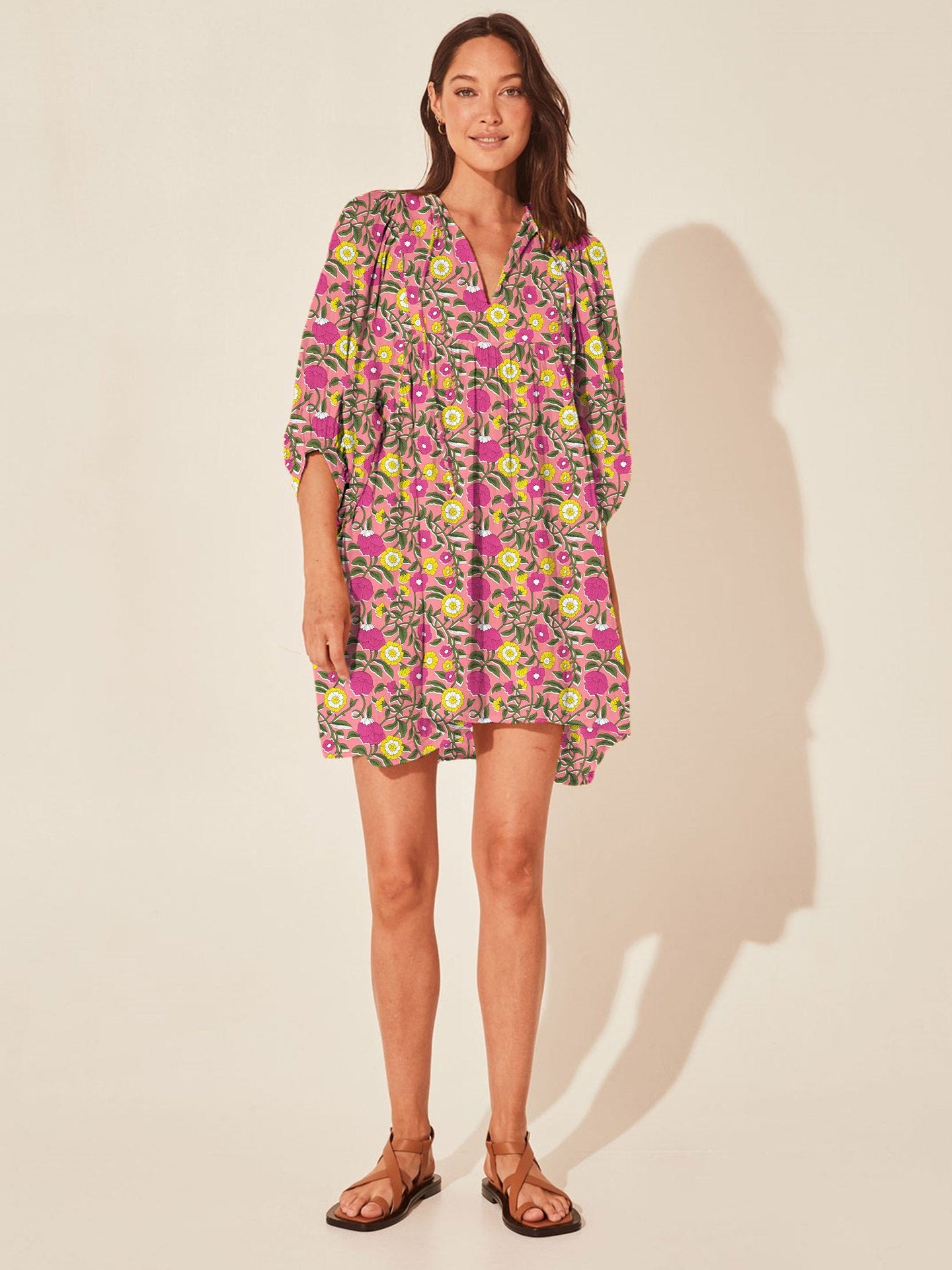 Robe décontractée ample avec lien floral Femme - RAPHYA