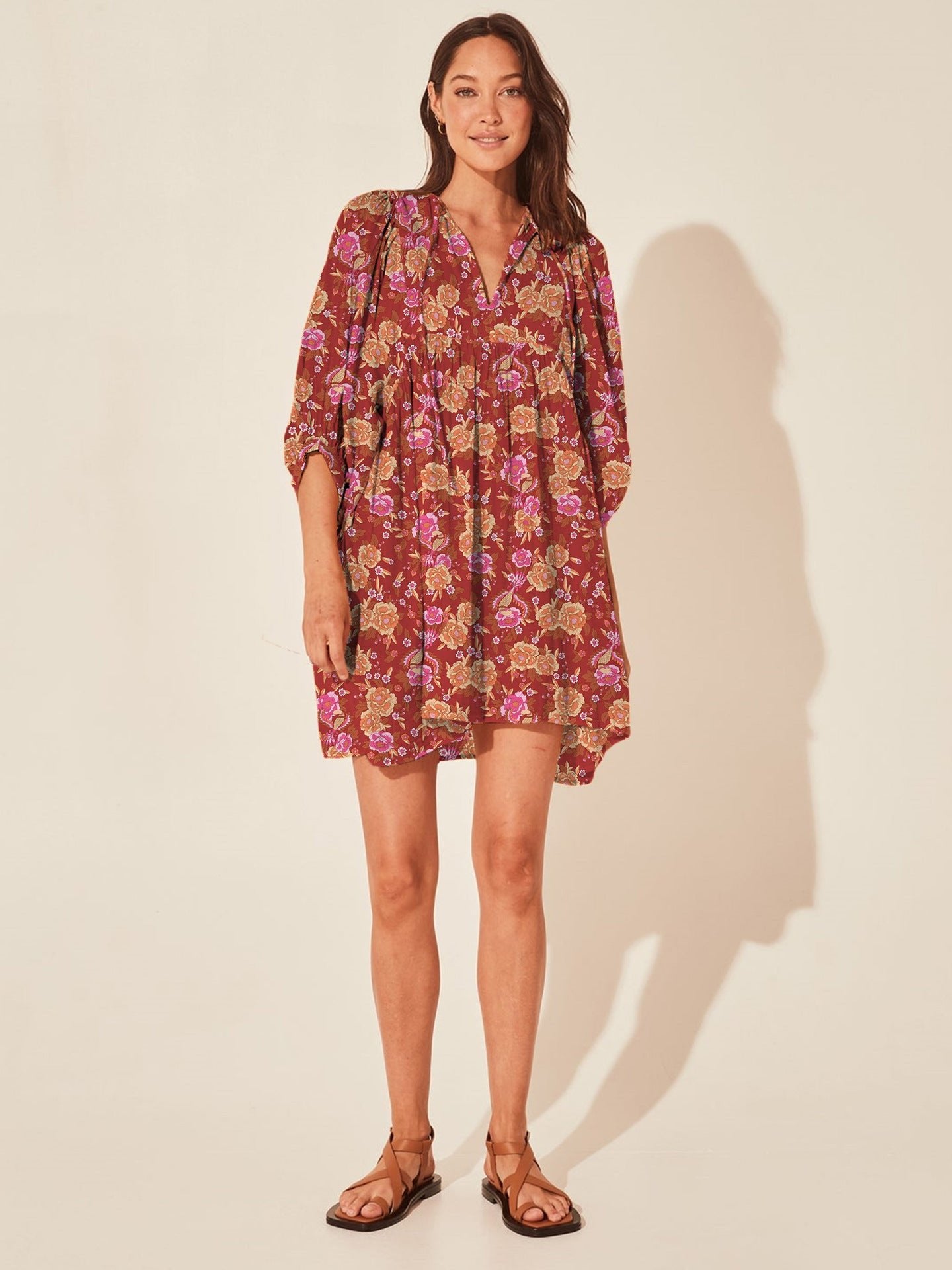 Robe décontractée ample avec lien floral Femme - RAPHYA