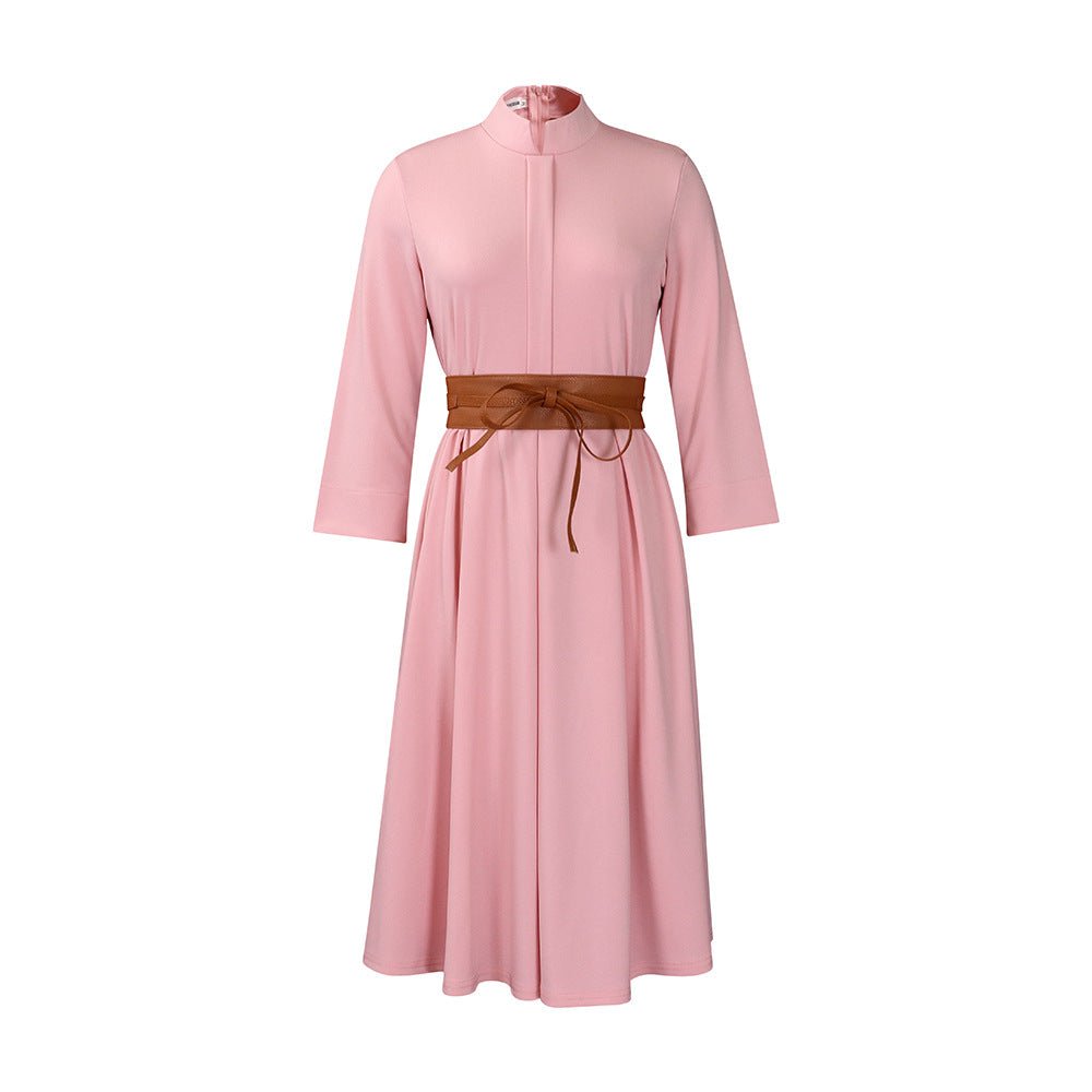 Robe élégante et tendance de couleur unie avec ceinture Femme - RAPHYA