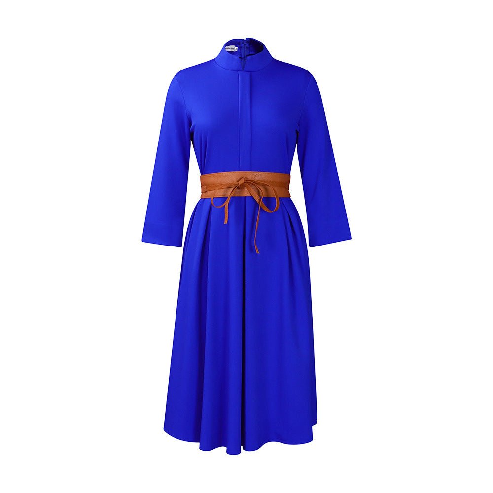 Robe élégante et tendance de couleur unie avec ceinture Femme - RAPHYA