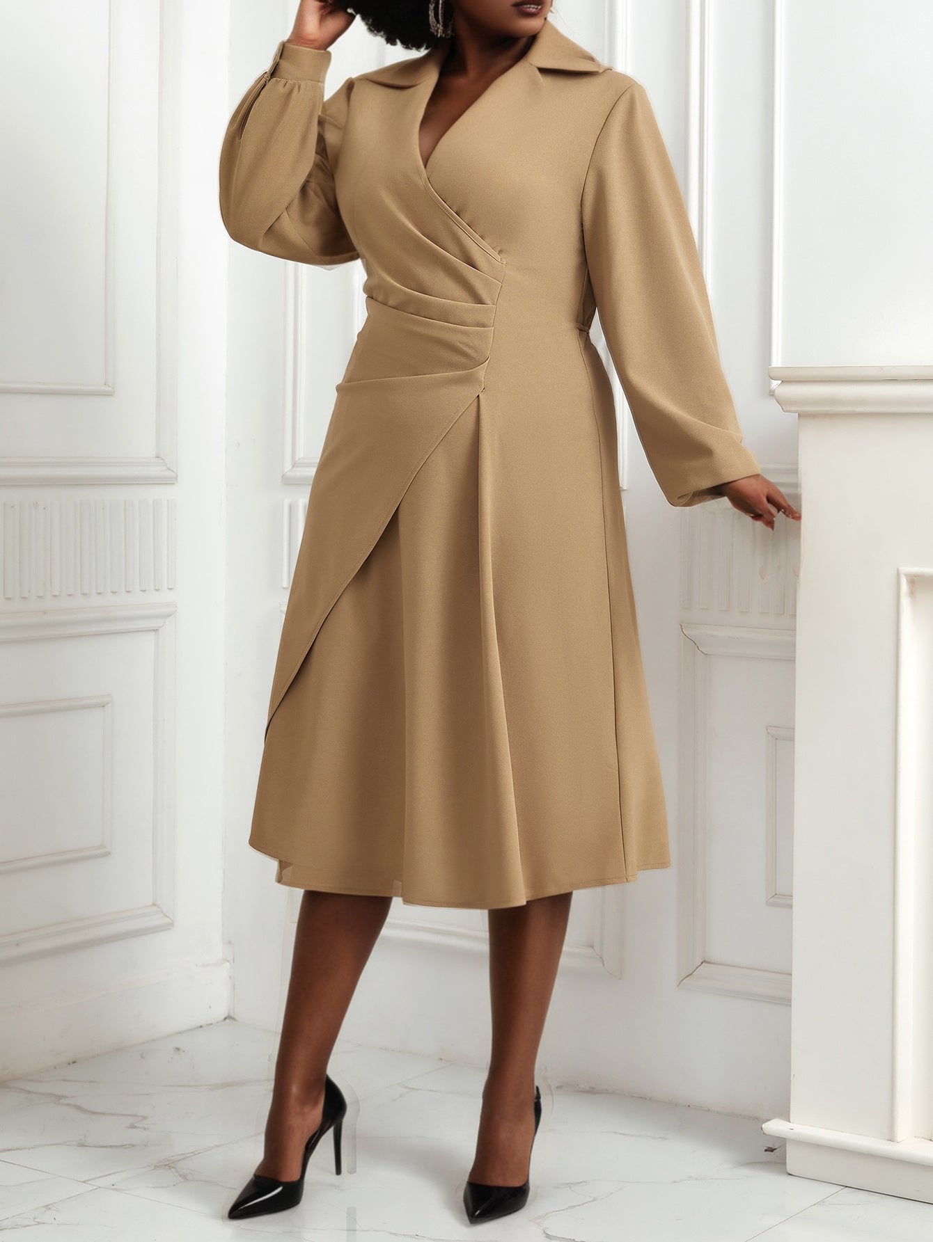 Robe irrégulière col V coupe slim grande taille Femme - RAPHYA