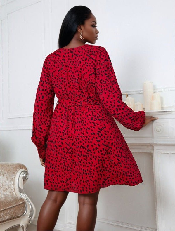 robe rouge à imprimé léopard grande taille Femme - RAPHYA