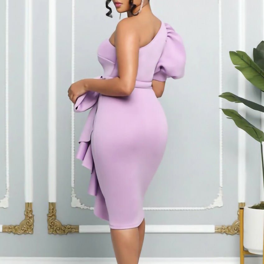 Robe sexy moulante à épaules dénudées et manches bouffantes Femme - RAPHYA