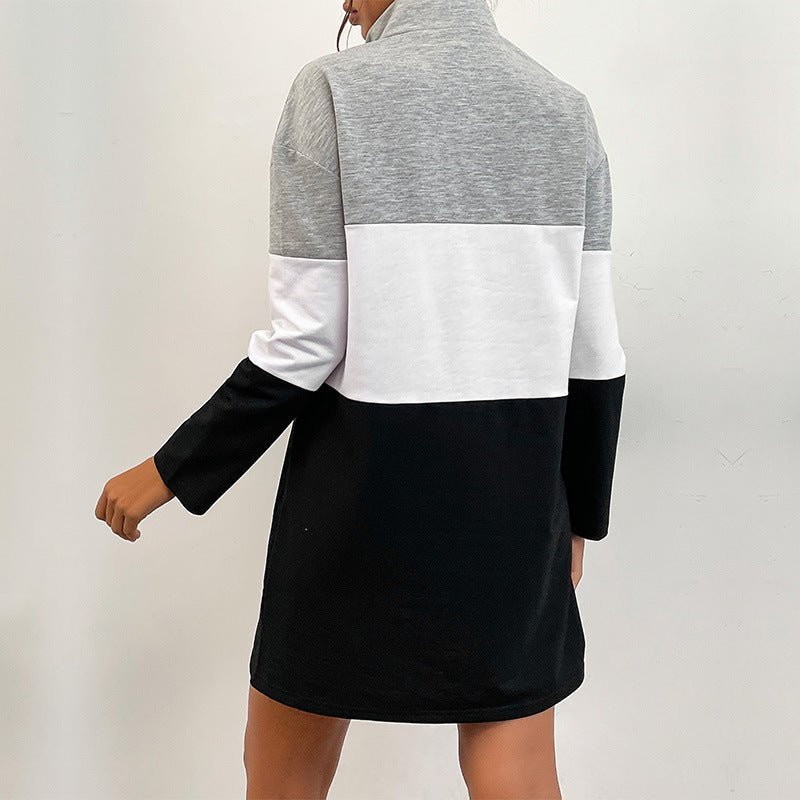 Robe sweat contrastée à manches longues Femme - RAPHYA