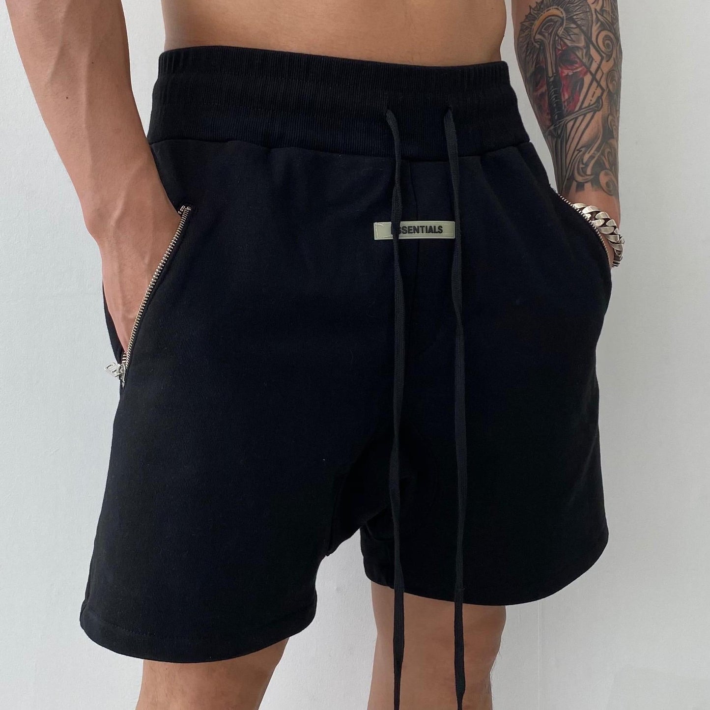 Short de sport ample extensible à fermeture éclair en pur coton Homme - RAPHYA