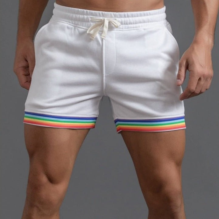 Short de survêtement en coton imprimé arc-en-ciel Homme - RAPHYA