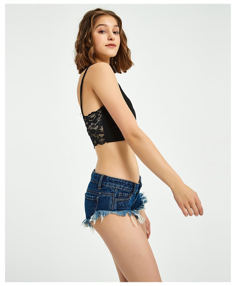 Short en jean sexy à bords bruts Femme - RAPHYA